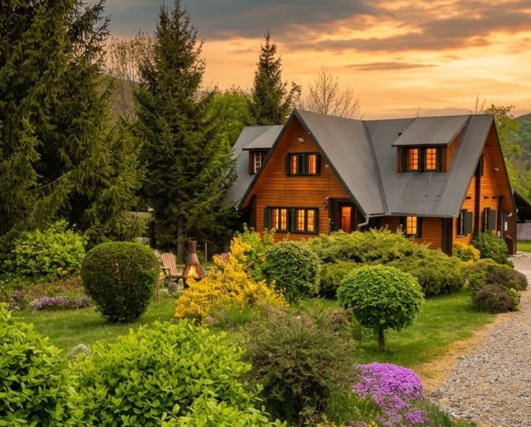 Cabana mare din lemn în grădina de la Rimetea